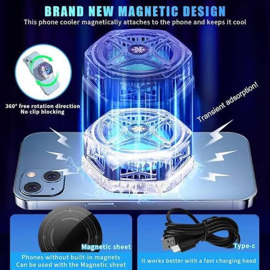 N15 RGB Magnetic Phone Cooler Portable Phone Semiconductor Radiator Fast Cooling Phone Cooler Mobile Gaming Video Streaming Phone Fan For Playing Games Watching Videos Ratings 76