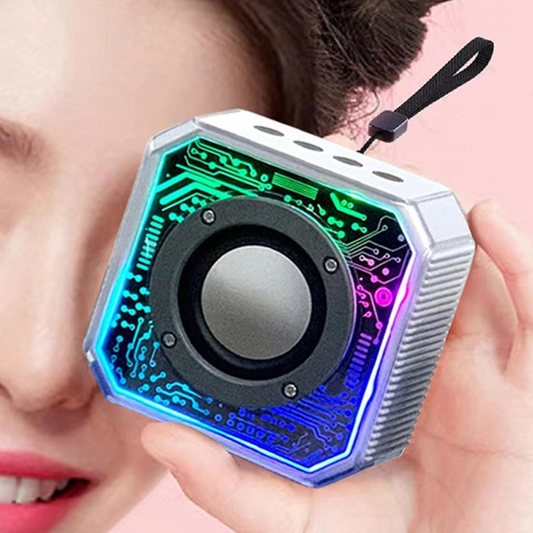 Bluetooth Speacker X19 Transparent Mecha Bluetooth Speaker RGB Pickup Outdoor Portable Home Lantern Small Mini Speaker Black Durable Easy To Install